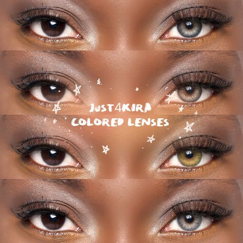 💦Pick one color or all 4 of them!!😍✨All these lenses are available⁠ on just4kira right now!!!⁠ #just4kira #just4kiracontactlens #coloredcontacts #coloredlenses #makeupeyes #softlens #naturallens #greylens #fyp #insgood #stuningeyecon #contactsforblackskin #eyewear Eyes Aesthetics, Contact Lenses For Brown Eyes, Eye Lens Colour, Colored Eye Contacts, Eye Contacts, Soft Lens, Coloured Contact Lenses, Lens Guide, Eye Lens