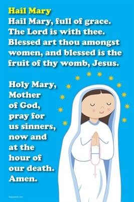 Hail Mary, full of grace. #Prayer #Hail Mary Hail Mary Prayer For Kids, Reconciliation Catholic, Holy Mary Mother Of God, Hail Mary Full Of Grace, Catholic Kids Activities, Prayer Poster, Prayer Jar, Hail Mary Prayer, Mary Mother Of God