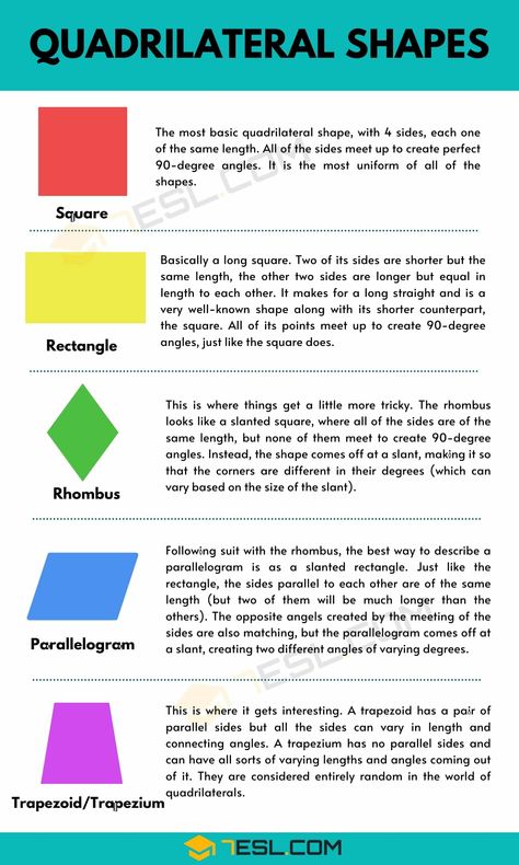 Quadrilateral Shapes: List of Quadrilateral Shapes in English Female Spirituality, Preschool Families Activities, Quadrilaterals Worksheet, You've Been Booed Printable, Classifying Quadrilaterals, Quadrilateral Shapes, English Terms, Kindergarten Writing Activities, Preschool Family