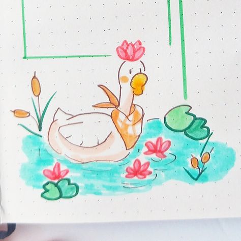 How do you add charm to your bullet journal? 🌸💦 🦢This "relaxing pond" theme is filled with pretty drawings of Gosy and Daisy, my delightful geese, enjoying various activities in the pond. 🦢Let's take a look at detailed doodles of lotus leaves and some adorable goose drawings that I adore. ✨😚 do you love these? I look forward to your comments. 💐 . 💐Wish you all have a nice day!!! 👉 Follow @tintyourgoals to follow more interesting content 💙 . . . Tag🏷💛⁣ #tintyourgoals #mayweeklylog #maybull... Detailed Doodles, Goose Drawing, May Bullet Journal, Bullet Journal Set Up, Goals Bullet Journal, Lotus Leaves, Bullet Journal Themes, Doodle Lettering, Pretty Drawings