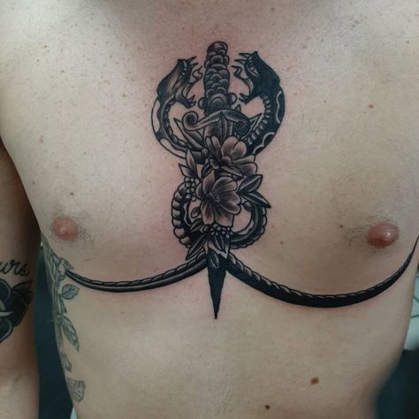 Sternum Tattoo Men, Rose Underboob Tattoo, Sternum Tattoo Ideas, Shoulder And Arm Tattoo, Sternum Tattoos, Sternum Tattoo Design, Small Snake Tattoo, Full Chest Tattoos, Underboob Tattoo Designs