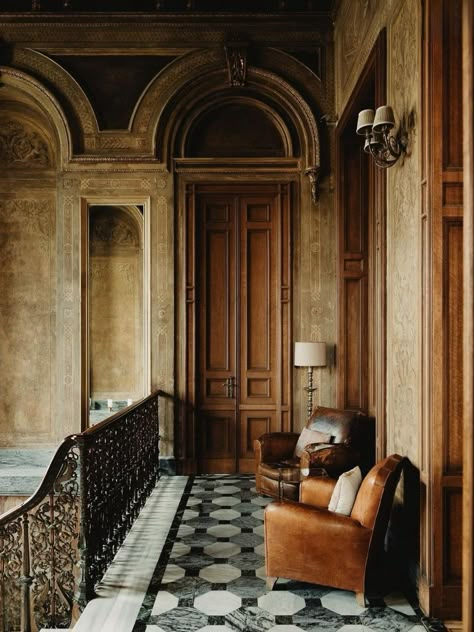 English Estate Interior, Function Room Design, Modern French Country House, Helen Parker, Soho House Istanbul, Modern Victorian Decor, Victorian Gothic Revival, Antique Mirror Frame, Mediterranean Interior Design