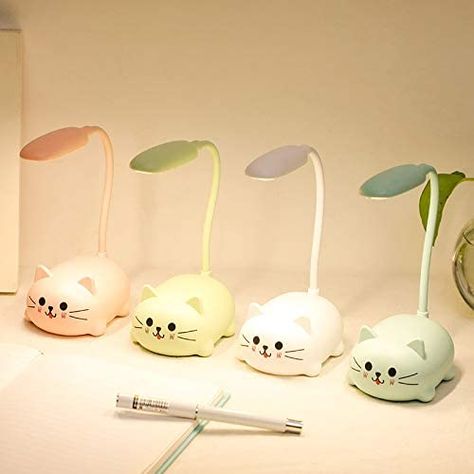 Cartoon Animal Small Table lamp LED, Students Learn to Read Eye Protection lamp, Bedside Mini Night lamp USB Charging Table lamp (Blue, cat) - - AmazonSmile Chat Kawaii, Usb Lamp, Mini Table Lamps, Table Led, Mini Table, White Desks, Led Desk Lamp, Kawaii Cat, Cute Room Decor