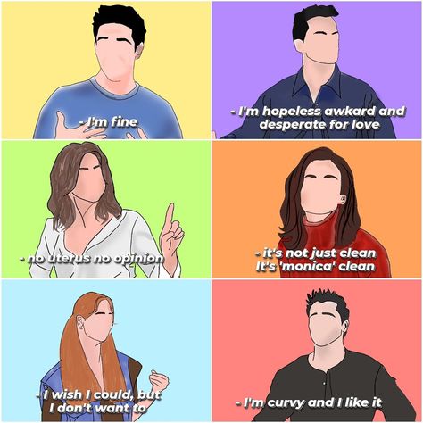 Friends Tv Show Iconic Lines, Friends Show Captions, Friends The Tv Show Tattoos, Friends Diy Tv Show, Friends Iconic Lines, Friends Aesthetic Tv Show Quotes, Friends Illustration Tv Show, Friends Tv Show Quotes Funny, Friends Tv Show Illustration