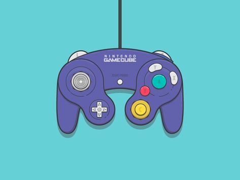 GameCube Controller Illustration Game Console Drawing, Gamecube Tattoo, Gamecube Controller Tattoo, Gamecube Aesthetic, Controller Illustration, Minimalist Video Game Art, Game Console Illustration, Nintendo Aesthetic, Custom Gamecube Controller