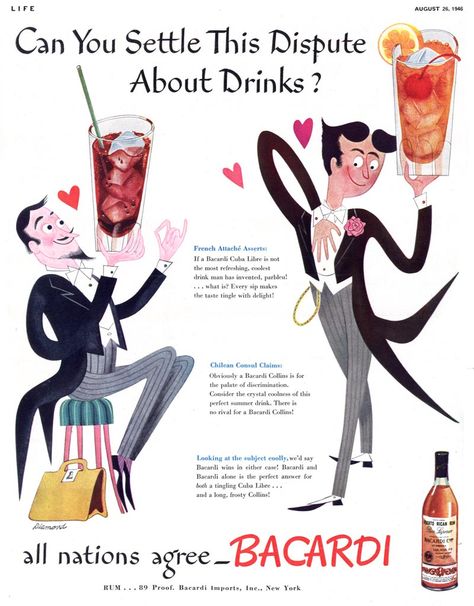 Drinks Art, Diamond Illustration, Bacardi Rum, Marketing Collateral, Magazine Ad, Bacardi, Vintage Wine, Magazine Ads, Print Ad