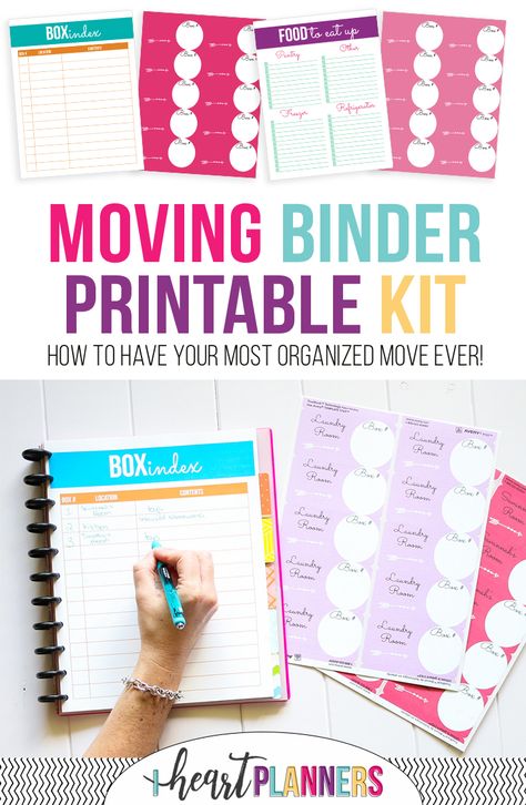 Organized Move, Moving Binder, Moving Printables, Moving Organisation, Moving Labels, Binder Printables Free, Diy Moving, Moving Planner, Organizing For A Move