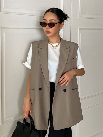 Vest Outfits For Women, Blazer Casual, Sleeveless Blazer, Chique Outfits, Looks Street Style, Vest Outfits, Looks Chic, Mode Inspo, Blazer Outfits