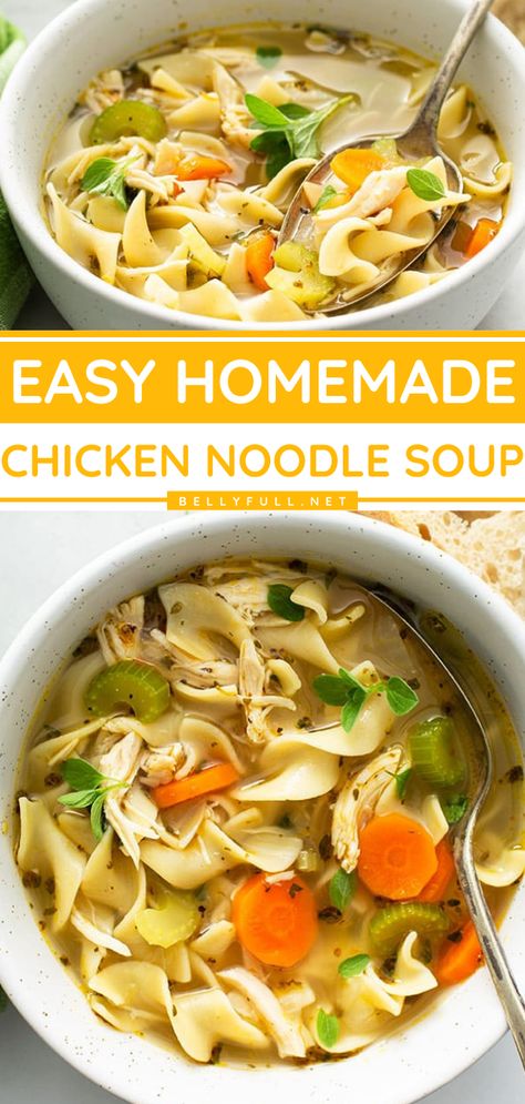 Easy Homemade Chicken Noodle Soup Quick Chicken Noodle Soup, Homemade Chicken Noodle Soup Recipe, Chicken Noodle Soup Recipe Homemade, Chicken Soup Recipes Easy, Easy Chicken Soup, Chicken Noodle Soup Crock Pot, Chicken Noodle Soup Recipe, Chicken Noodle Soup Easy, Quick Soup