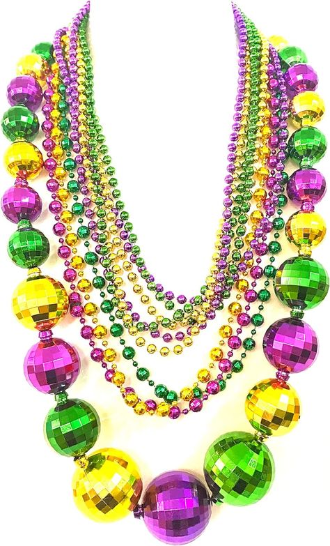 Amazon.com: YSPPF Mardi Gras Bead Necklaces Gold Purple Green Colors Jumbo ball Necklace Party Supplies(10 Pcs) : Toys & Games Mardi Gras Outfits, Mardi Gras Costumes, Necklace Packaging, Night Club Dress, Mardi Gras Beads, Bead Necklaces, Necklaces Gold, Purple Necklace, Ball Necklace