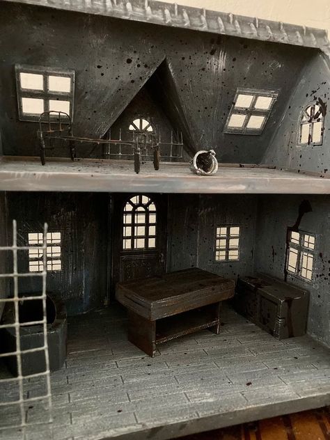 Haunted Dollhouse Upcycle Decoration Horror Dollhouse Creepy - Etsy Creepy Doll House, Dollhouse Upcycle, Dollhouse Haunted House, Horror Dollhouse, Horror Crafts, Gothic Dollhouse, The Lovely Bones, Halloween Apothecary, Creepy Houses