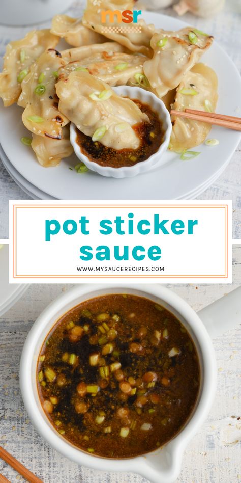 If you're looking for a soy-based sauce to serve with potstickers, dumplings or eggrolls, this EASY Pot Sticker Sauce is for you! Pot Sticker Bowl Recipe, Asian Dumplings Sauce, Soy Sauce For Dumplings, Cheesecake Factory Potstickers, Easy Pot Sticker Sauce, Pot Sticker Sauce Recipe, Sauce For Dumplings Easy, What To Serve With Pot Stickers, Pot Stickers Sauce