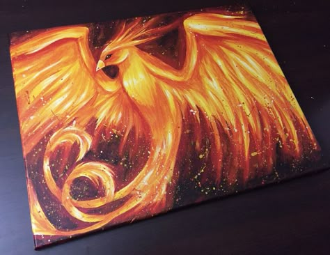 Phoenix Painting, Phoenix Artwork, Canvas Art Painting Acrylic, Harry Potter Painting, Fire Painting, Phoenix Art, Images Harry Potter, Canvas Painting Designs, Arte Inspo