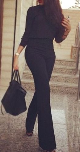 all black outfit. flared trousers. How To Have Style, Elegante Casual, Professional Attire, All Black Outfit, Black Maxi, Cotton Blouse, Professional Outfits, Work Attire, Looks Style