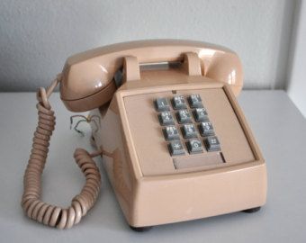 1970S Telephone | Vintage ITT Pinkish Beige Push Butt on Phone 1970s Telephone ... Retro Phones, Wall Jack, Pinkish Beige, Telephone Vintage, Grandmother House, Vintage Phone, American Interior, Retro Phone, Vintage Phones