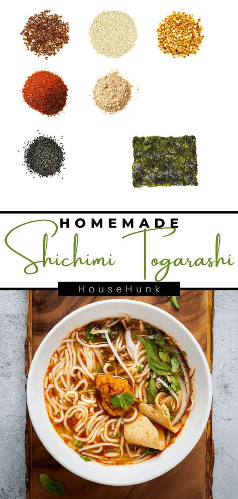 Elevate your dishes with Homemade Shichimi Togarashi, a vibrant Japanese spice blend bursting with fragrant sesame seeds, zesty orange peel, and a fiery kick. Learn how to create this versatile seasoning and add a dash of culinary magic to your recipes! Japanese 7 Spice Recipe, Shichimi Togarashi Recipe, Togarashi Recipe, Japanese Seasoning, Japanese Spices, Shichimi Togarashi, Dried Orange Peel, Homemade Spice Blends, Drink Inspiration