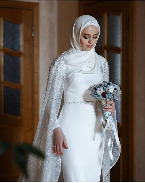 Hijab Wedding Dresses Turkish, Turkish Wedding Dress Muslim, Muslim Wedding Dress Hijab Bride, Turkish Wedding Dress, Malay Wedding Dress, Backless Lace Wedding Dress, Muslimah Wedding Dress, Nikah Dress, Romantic Wedding Dresses