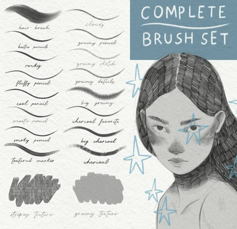 Complete Brush Set Packs for Procreate, Procreate Sketch Brushes, Procreate Brushes Texture, Proc... Things To Draw On Procreate, Procreate Sketch Brushes, Procreate Brushes For Sketching, Draw On Procreate, Free Lineart, Hair Brushes Procreate, Texture Brushes Procreate, Procreate Tattoo Brushes, Sketching Procreate