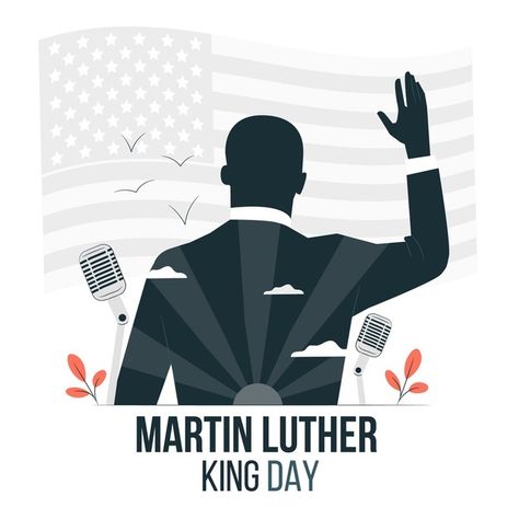 Martin luther king day concept illustration Martin Luther King Quotes, Dr Martin Luther King Jr, Custom Gates, Illustration Story, Dr Martin Luther King, Concept Illustration, Martin Luther King Day, Kings Day, Event Flyer Templates