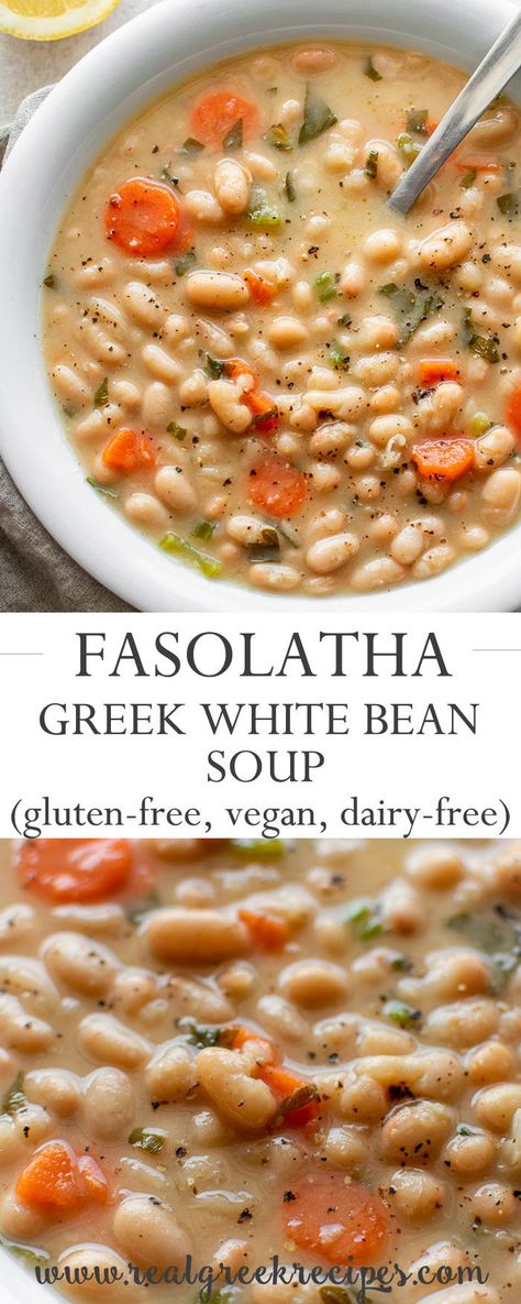 Greek White Bean Soup, فاصوليا بيضاء, Recipes Soup, Winter Comfort Food, White Bean Soup, Sopot, White Bean, Mediterranean Diet Recipes, Idee Pasto Sano