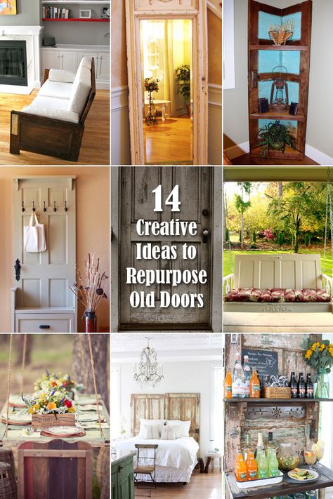 14 Creative Ideas to Repurpose Old Doors and Giving Them a Second Life Repurposed French Door Ideas, French Doors Repurposed Ideas, French Door Repurpose, Upcycle Doors Ideas, Glass Door Repurposed, Old Door Picture Frame, Uses For Old Doors Projects, Decorating With Old Doors Outside, Old Farm Doors Ideas