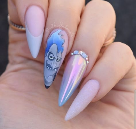 Hercules Nails, Hades Nails, Nails Decoration Ideas, Mac Nails, Character Nails, Cartoon Nails, Disney Nail, Beauty Nails Design, Anime Nails