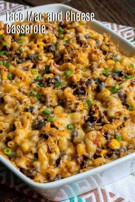 Taco Mac and Cheese Casserole Recipe - Home. Made. Interest. Taco Macaroni, Easy Taco Bake, Easy Taco Casserole, Taco Mac, Taco Mac And Cheese, Baked Tacos Recipe, Macaroni Casserole, Mac And Cheese Casserole, Macaroni And Cheese Recipe