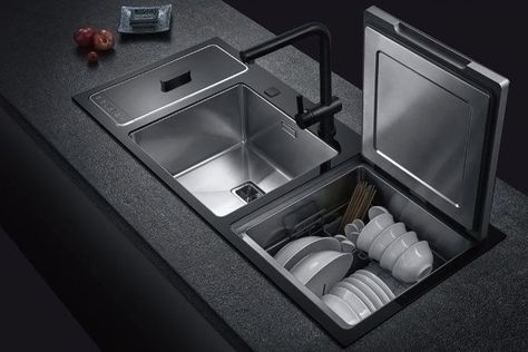 This 3-in-1 dishwasher was designed to fit in your sink – a 2020 kitchen essential! | Yanko Design Doing The Dishes, Kitchen Sink Design, Most Hated, Sink Design, Doing Laundry, Interior Modern, Cleaning Dishes, Yanko Design, Clever Design