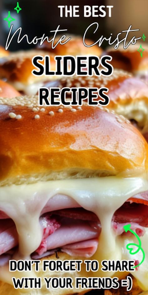 Whip up a batch of Monte Cristo sliders with this simple recipe, perfect for a quick and delicious meal. Monte Christo Sliders, Unique Sliders Recipes, Monte Cristo Sandwich Sliders, Monte Cristo Sliders Hawaiian Rolls, Montecristo Sliders, Bbq Sandwich Recipe, Monte Cristo Sliders, Monte Cristo Sandwich Recipe, Sweet Hawaiian Rolls