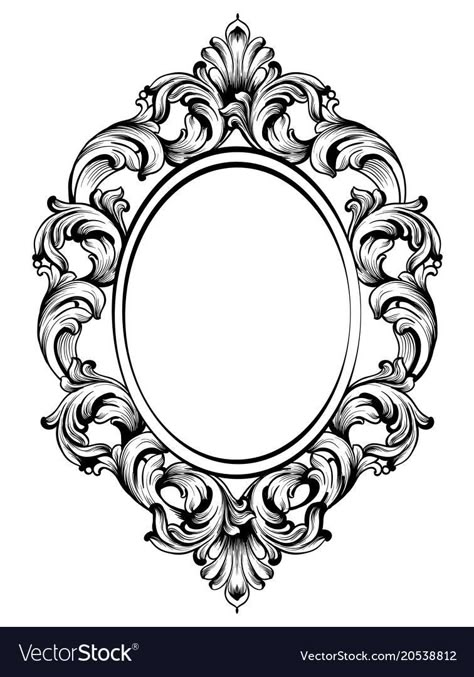 Frame Tattoos, Mirror Tattoos, Kunstjournal Inspiration, Frame Drawing, Filigree Tattoo, Baroque Frame, Framed Tattoo, Ornament Vector, Baroque Frames