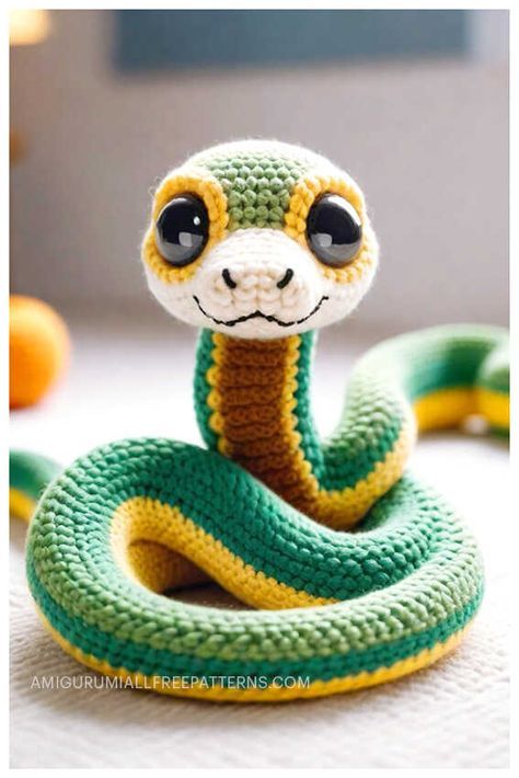 Amigurumi Cute Snake Crochet Free Pattern Gecko Amigurumi Free Crochet, Snake Crochet Pattern, Amigurumi Snake, Snake Crochet, Crochet Snake, Dragon Dreaming, Knit Toys, Toy Animals, Cute Amigurumi