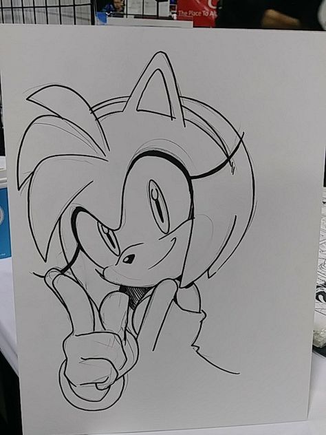 I do not own this. All credit to the artist How To Draw Amy From Sonic, Orbot Cubot Fanart, Sonic Drawing Ideas, How To Draw Amy Rose, Sonic Drawings Easy, Amy Drawing, Sonic Drawing, How To Draw Sonic, Hedgehog Drawing