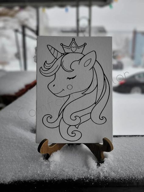 Unicorn Painting Canvas, Diy Paint Canvas, Paint Unicorn, Canvas Paint Party, Kids Paint Party, Unicorn Sketch, Canvas Party, Pre Drawn Canvas, Unicorn Paint