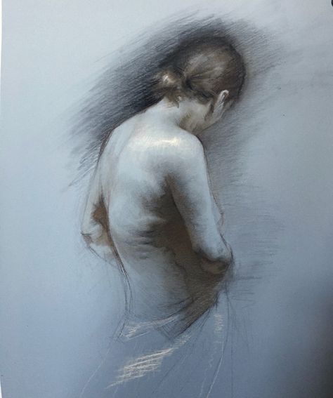 Shades of Blue: Drawings, Watercolors, and Works on Paper Juliette Aristides, Blue Drawings, Color Symbolism, City Gallery, Coloured Paper, Art Articles, Pastel Portraits, Charcoal Art, Artist Models