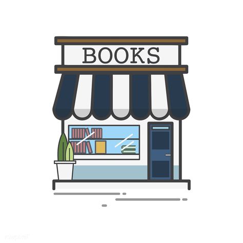 Illustration of a book store | premium image by rawpixel.com Book Shop Drawing, Book Store Drawing, Book Store Illustration, Poster Design Drawing, Shop Poster Design, Store Cartoon, Shop Vector, Store Building, Book Icon