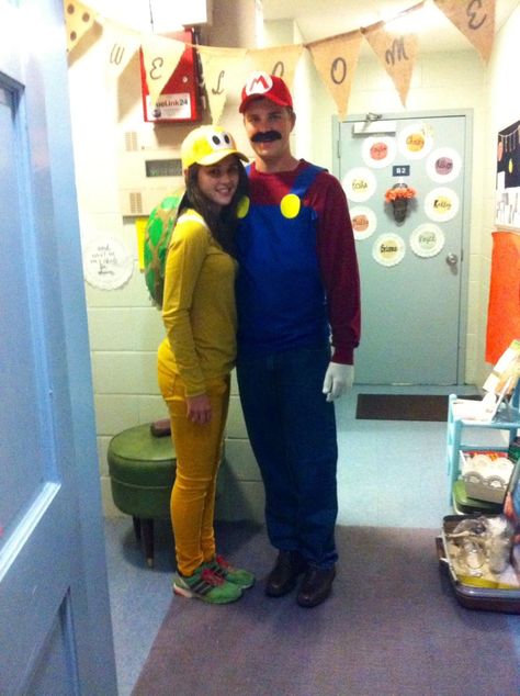 Mario and Koopa Troopa Halloween Costume! Koopa Troopa Costume, Mario Kart Costumes, Mario Halloween Costumes, Princess Peach Party, Koopa Troopa, Yellow Baseball Cap, Character Halloween Costumes, Holloween Costume, Custom Costumes