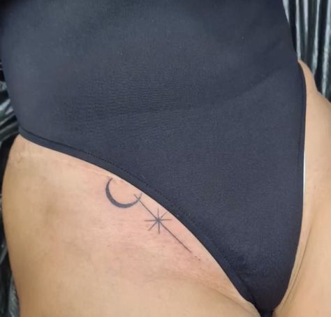 Inner thighs small moon tattoo idea l inner thighs small star tattoo idea , what yours next tattoo? Get it done at mumbai tattoo #9699735303 #moontattoo #mood #moon #stars #startattoo #tattooideas #tattoo Hip Tattoos Women Moon, Star Thigh Tattoo, Moon Leg Tattoo, Inner Thigh Tattoo, Small Star Tattoo, Small Moon Tattoo, Start Tattoo, Inner Thigh Tattoos, Small Star Tattoos