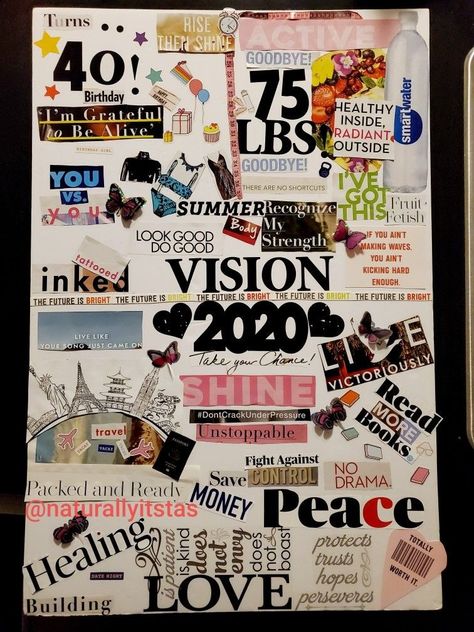 Vision Box Examples, Poster Board Vision Board, Physical Vision Board Aesthetic, Galentines Vision Board, Vision Board Ideas With Magazines, Paper Vision Board Ideas, Yearly Vision Board Ideas, Dream Poster Board Ideas, Vision Board Ideas On Canvas