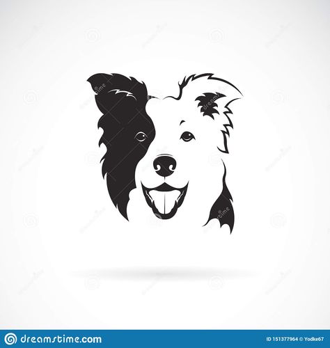 Border Collie Tattoo, Dog Logos, Animal Stencils, Border Collie Art, Dog Memorial Tattoos, Dog Outline, Vector Border, Border Collie Dog, Dog Vector