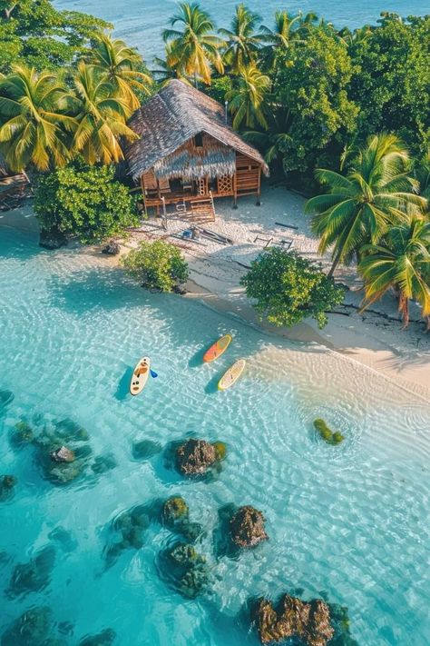 Dream Beach Houses, Pretty Landscapes, Dream Beach, Dream Holiday, Tropical Island, Travel Beach, Alam Yang Indah, Beautiful Places To Travel, Magical Places