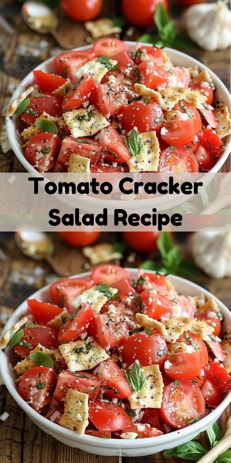 Looking for a healthy salad for dinner? Our Tomato Cracker Salad Recipe is a great choice. This tomato salad recipe blends juicy tomatoes and crunchy crackers, making it one of the best salad recipes healthy and easy. Tomato Cracker Salad, Best Tomato Salad Recipe, Cracker Salad, Corn And Tomato Salad, Quick Salad Recipes, Corn And Tomato, Healthy Dinner Salads, Tomato Salad Recipe, The Best Salad