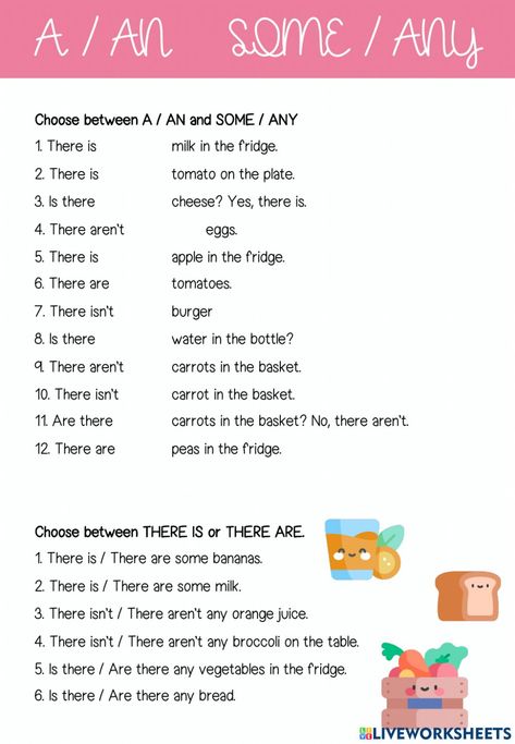 Countable and uncountable nouns online worksheet for 4th grade. You can do the exercises online or download the worksheet as pdf. Countable And Uncountable Nouns, Some Any, 6th Grade Worksheets, Uncountable Nouns, English Grammar Exercises, Nouns Worksheet, English Exercises, Interesting English Words, English Lessons For Kids