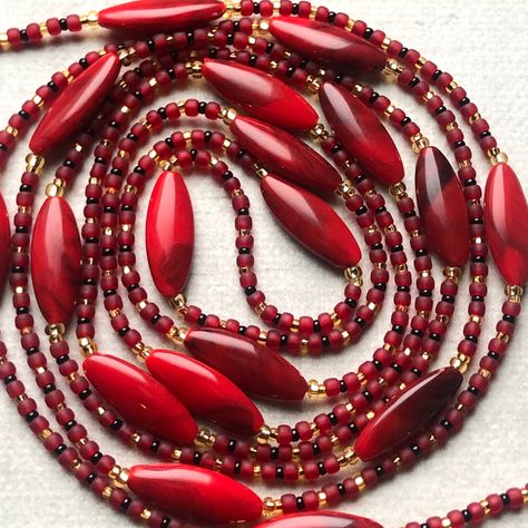 Red Waist Beads, Yoga Crystals, Waist Beads African, Beads Waist, African Waist Beads, Waist Jewelry, Beads Designs, Gold Tie, Beads For Sale