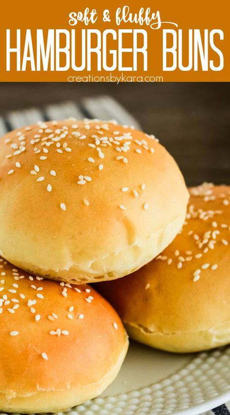 Better than anything you can buy at the store, these Homemade Hamburger Buns will take all your burgers and sandwiches to the next level! Soft and flavorful, they are a game changer! #homemadehamburgerbuns #homemadebuns @Creations by Kara Hamburg Buns Recipe, Mini Hamburger Buns, Soft Hamburger Bun Recipe, Hamburger Buns Homemade, Soft Hamburger Buns, Burger Bun Recipe, Hamburger Buns Recipe, Homemade Burger Buns, Hamburger Bun Recipe