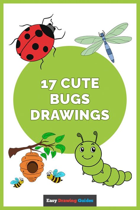 Insects Drawing Easy, Easy Bugs To Draw, How To Draw Bugs Step By Step, Easy Insect Drawings, How To Draw Insects Step By Step, Cartoon Bugs Drawing, Worm Drawing Easy, How To Draw Ladybug, Easy Bug Drawing