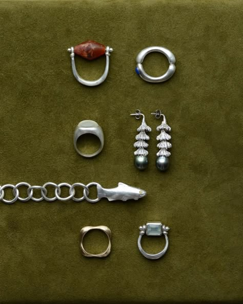 | On April 6 I will be joining @duntonellerkamp in his showroom to present our work side by side for an in-person shopping afternoon. Owen’s… | Instagram Sling Ring, Green Moonstone, Seed Pod, Carnelian Beads, April 6, Funky Jewelry, Jewelry Lookbook, Earrings Green, Organic Form