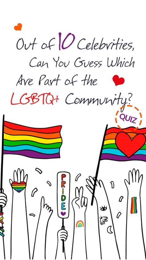 Take this quiz and see if you know which big-name celebs are part of the LGBTQ community! Rare Pride Flags And Meanings, Lgbtq Quiz, Queer Meaning, Lgbtq Pride Funny, Lgbtq Meaning, Lgbt Pride Quotes, Lgbtq Aesthetic, Queer Humor, Lgbtq Support