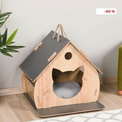 Diy Projects Wood, Wood Working Ideas, Kat Diy, Pins Ideas, Wooden Cat House, Woodwork Diy, Cat House Diy, Cnc Furniture, Material Things