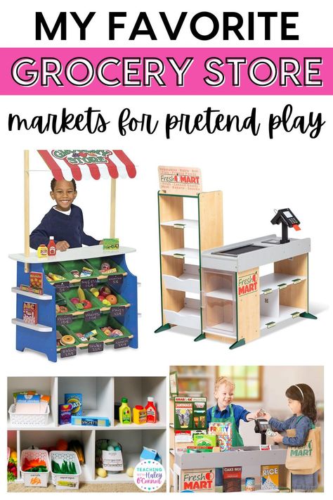 If you’re looking to set up a grocery store dramatic play center in your preschool or kindergarten classroom, you are likely going to want to add a pretend store for kids. If you’re a parent, you are also probably interested in adding a market for your grocery store pretend play. In this post, I am sharing some of my favorite pretend play grocery store markets that will allow your kids to use their imagination and learn through playing. Vet Clinic Dramatic Play, Grocery Store Pretend Play, Clinic Dramatic Play, Store Dramatic Play, Kids Grocery Store, Grocery Store Dramatic Play, Pretend Grocery Store, Pretend Play Grocery Store, Play Grocery Store