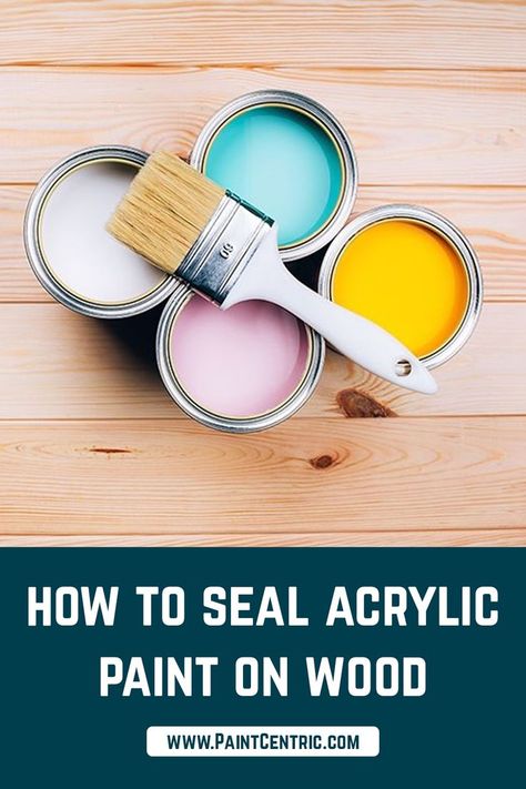 You'll use a clear sealer, like a polycrylic, to seal the paint on wood. I like to use Minwax Polycrylic Protective Finish to seal all of my projects. I apply with a nice paintbrush and let dry between coats. Sealing Wood, Minwax Polycrylic, Painted Wood Crafts, Seal Craft, Wood Sealer, Paint On Wood, Wood Steps, Wood Art Projects, Acrylic Paint On Wood